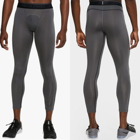 Nike Men's Pro Dri-Fit 3/4 Length Training Tights Gray Size Medium - Picture 1 of 12